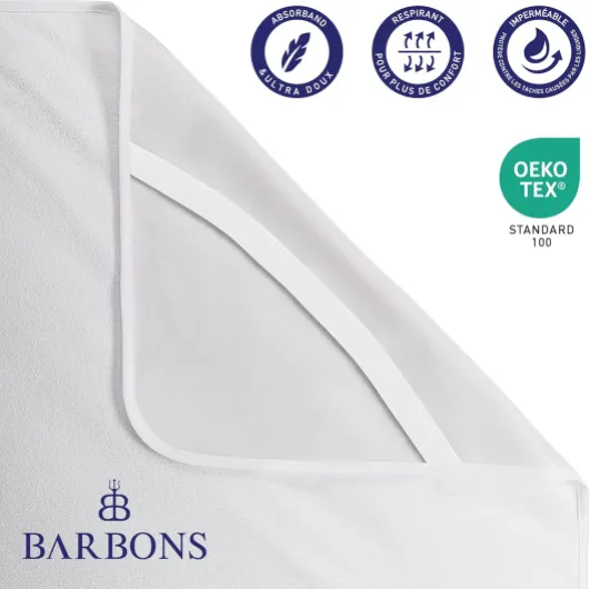 Barbons Protege Matelas 90x190 cm Imperméable Certifié Oeko-Tex Alese pour Adulte et Bebe - Alese 90x190 en Coton Respirant avec 4 Coins Elastiques (90x190 cm) Blanc 90 x 190 cm