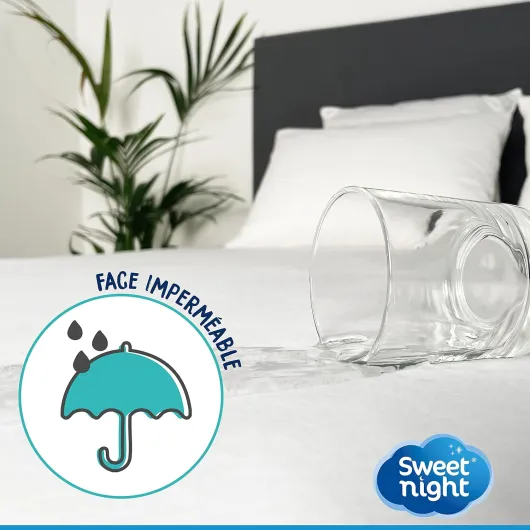 SWEET NIGHT - Protège-Matelas - Alèse 90x190 cm - Imperméable, Respirant & Silencieux - Forme Drap-Housse Bonnet 27 cm - Lavable Machine 90°C - Certifié Oeko-Tex 90 x 190 cm