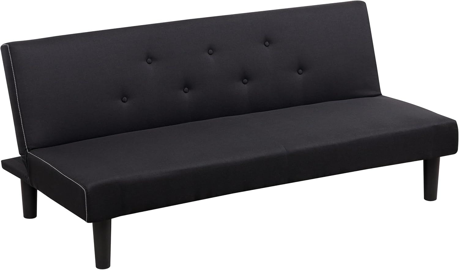 Baroni Home Canapé-Lit Clic Clac en Tissu 3 Places Convertible en Lit Rembourré, Sofa Inclinable avec Pieds en Plastique pour Salon, Chambre d'amis, Ouverture 93 cm, 167x70x77 cm, Noir