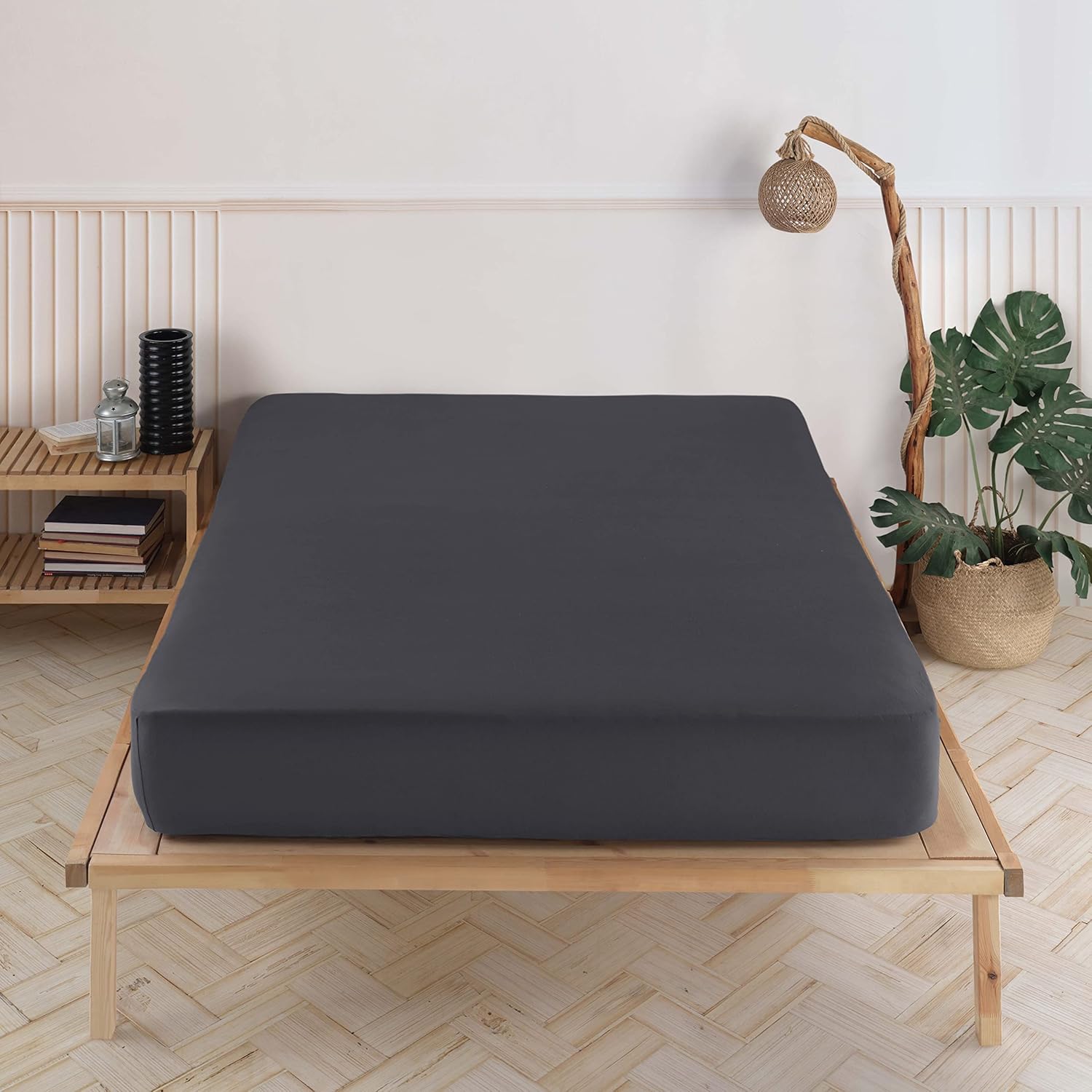 Vency Drap-housse en jersey de qualité supérieure - 160 x 200 cm - Anthracite - 100 % coton - Drap de 160 x 200 à 35 cm de hauteur de matelas - Anthracite 160x200 cm Anthracite