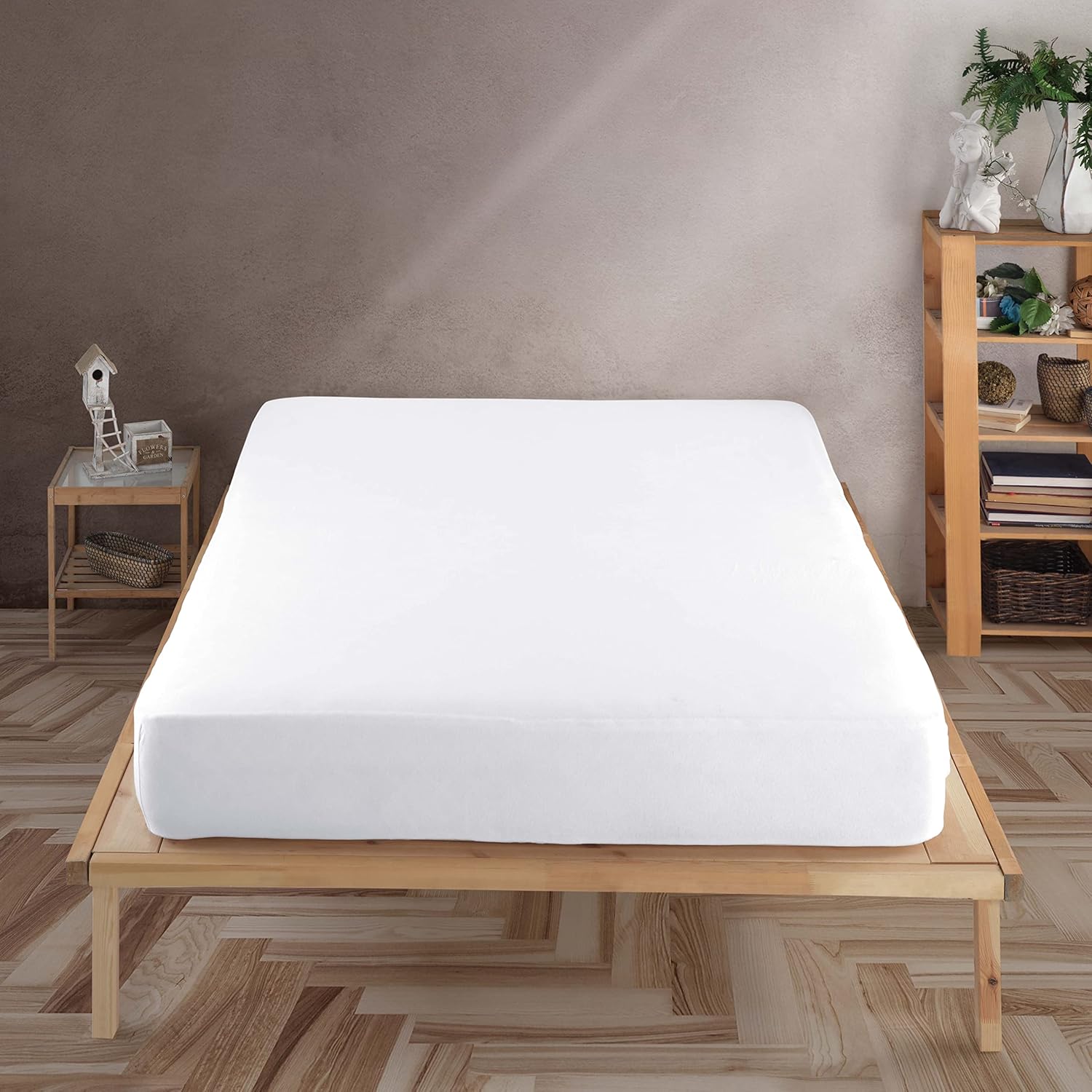 Vency Drap-housse en jersey de qualité supérieure - 160 x 200 cm - Blanc - Drap-housse 100 % coton - Drap de 160 x 200 à 35 cm de hauteur de matelas - Blanc 160x200 cm Blanc