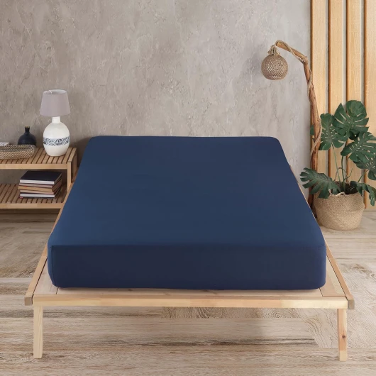 Vency Drap-Housse en Jersey de qualité supérieure, 180 x 200 cm, Bleu Marine, 100% Coton, Drap de 180 x 200 à 35 cm, Hauteur du Matelas Bleu Marine 180x200 cm Bleu Marine