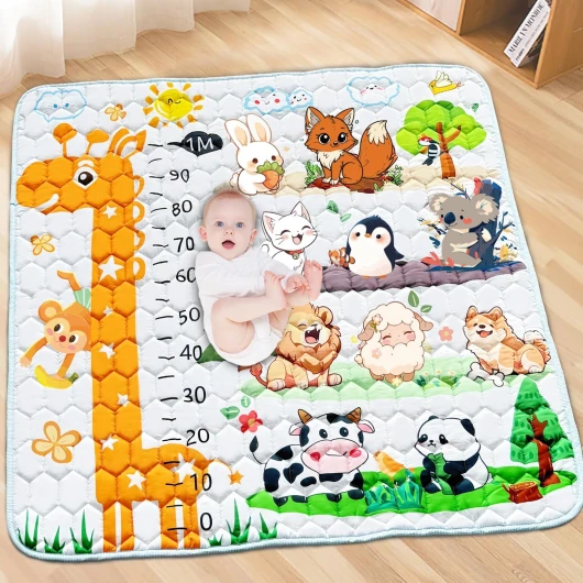 Tapis D'eveil Bebe, Imperméable Tapis de Jeux Enfant Pliable, Antidérapant Tapis Parc 127x127cm, Tapis sol Bebe Coton, Tapis de Motricité Favorisant Le Développement Sensoriel Cadeau Bébé