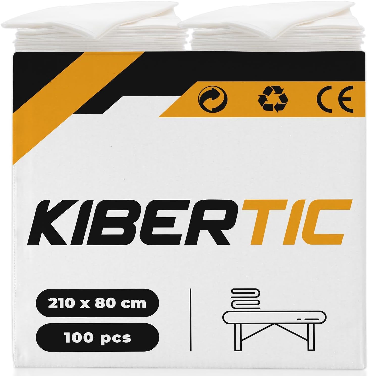 KIBERTIC – Lot de 100 Draps Jetables Élastiques 80x210cm Tissu Non Tissé - Drap d'Examen Housse Jetable de Haute Qualité SMS - Drap Table de Massage, Spa, Beauté, Tatouage – Idéal Pour Professionnels