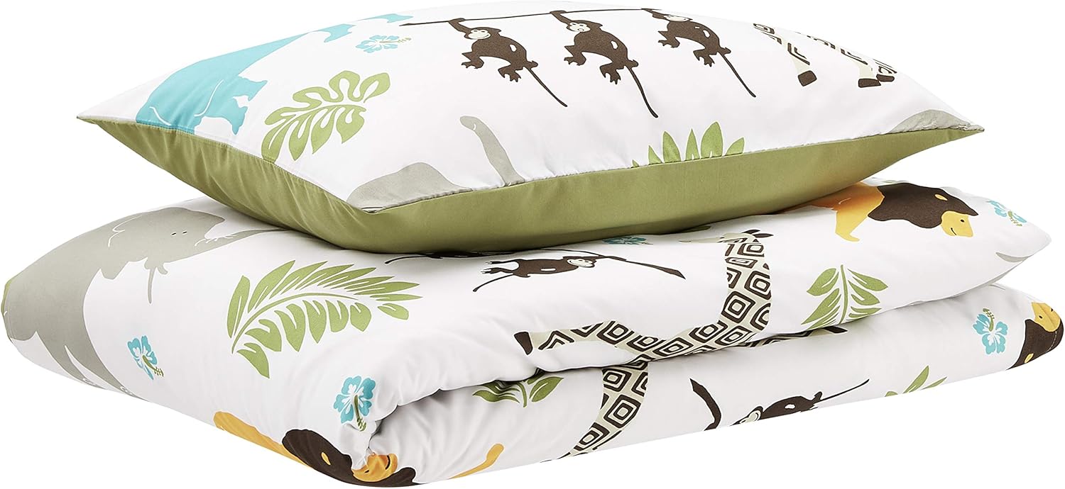 2 pièces Parure de lit pour enfant avec housse de couette, microfibre, Imprimé animal, 100 x 135 cm + 40 x 60 cm Animal 100 x 135 cm & 1 Taie d'oreiller 40 x 60 cm