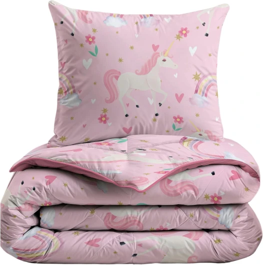 Zelesta Kiddybed 140x200 Literie pour Enfants 4 Saisons - Housse de Couette et Couette d'hiver et d'été - Couette Lavable sans Housse - Couette pour Enfants avec Motifs (Rainbow Unicorn)