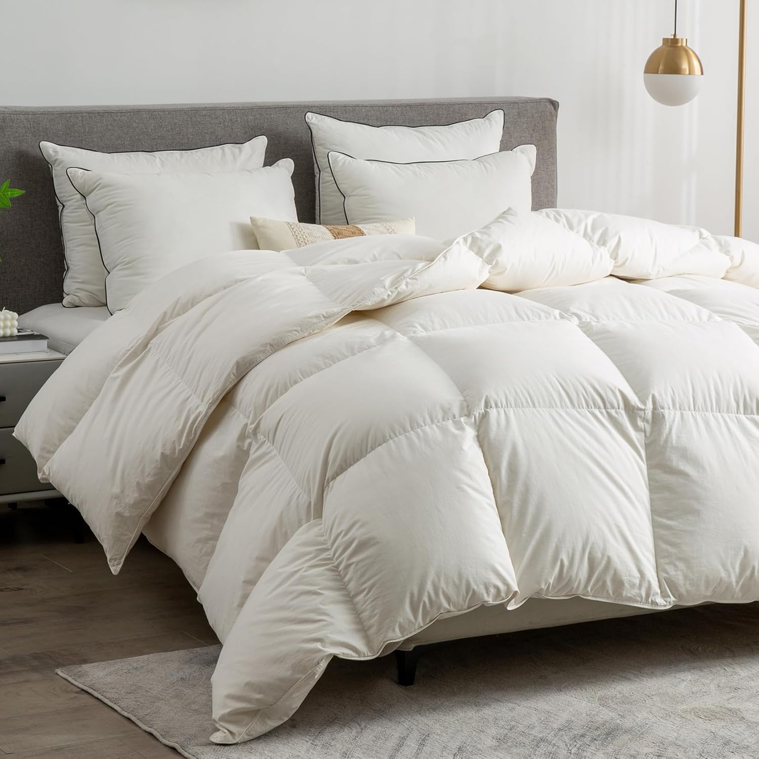 BPC Couette de Luxe en Duvet 200x200，100% Coton Biologique Couette 4 Saisons tempérée en Duvet 200x200 cm, Couette Ultra-Soft Hotel Collection 2 Personnes Duvet, Oeko-Tex et RDS 200 x 200 cm Toute L'année