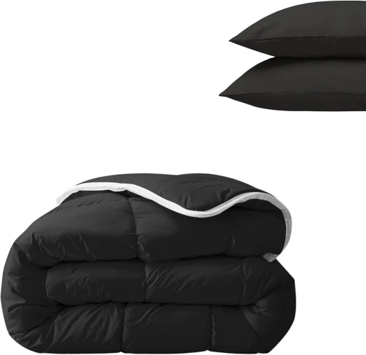 Zelesta Royalbed Couette 200 x 200 cm - 4 saisons - Couette d'hiver et d'été chaude - Couette lavable sans housse - Couette anti-allergène 200 x 200 cm Noir