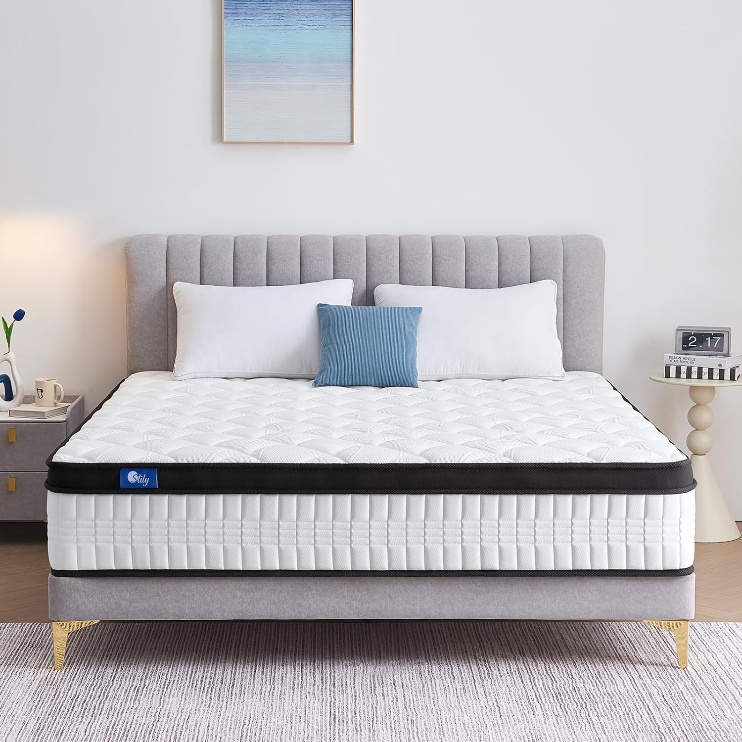 Matelas 120x190cm,Épaisseur 26cm,Matelas en Ressorts Ensachés Soutien 7 Zones，H4 Dureté Moyenne, Respirantt，Mousse à Mémoire de Forme Haute Densité, Certifié Oeko-Tex 120x190x26CM Blanc