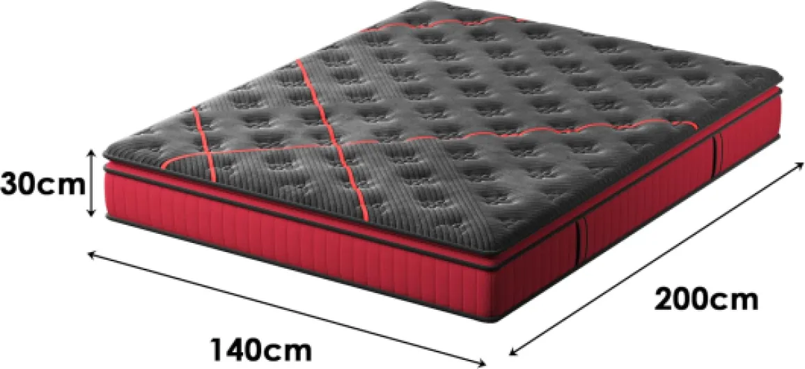 Matelas 140x200 cm, Épaisseur 30 cm, Mousse à Mémoire de Forme, Ressorts Ensachés, 7 Zones Ergonomiques, Hybride, Fermeté Moyenne, Respirant et Anti-Humidité Rose 140 x 200 CM