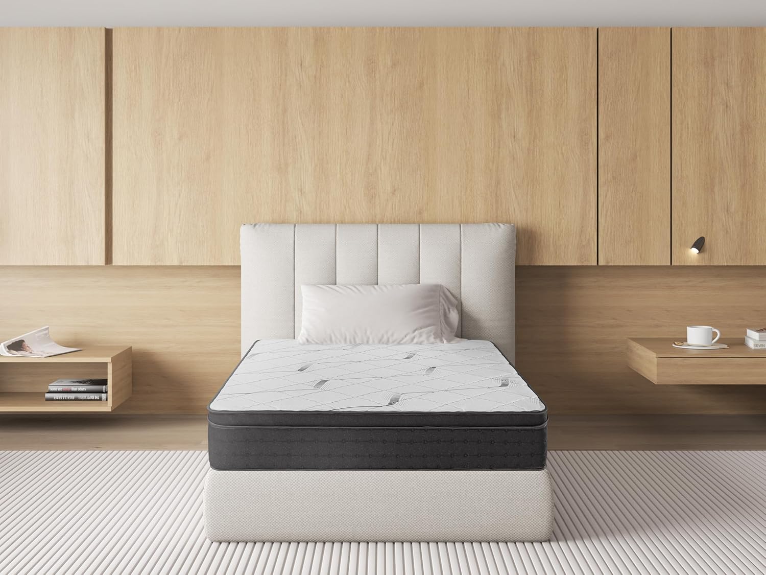 Matelas 90x190CM,Epaisseur 22CM,Luxe Matelas Confort Zones en Mousse à mémoire de Forme, Moelleux et Respirant (90x190x22CM)