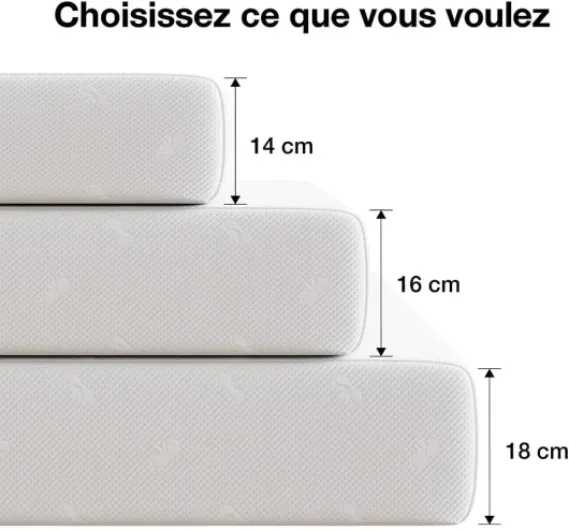 Matelas 90x190, 18 cm, Mousse à Mémoire de Forme en Gel 7 Zones, Fibre de Bambou, Lit d'Adulte et d'Enfant, Confort Mi-Ferme, Amovible, Lavable, Ultra Respirante 90 x 190 cm 18cm Blanc