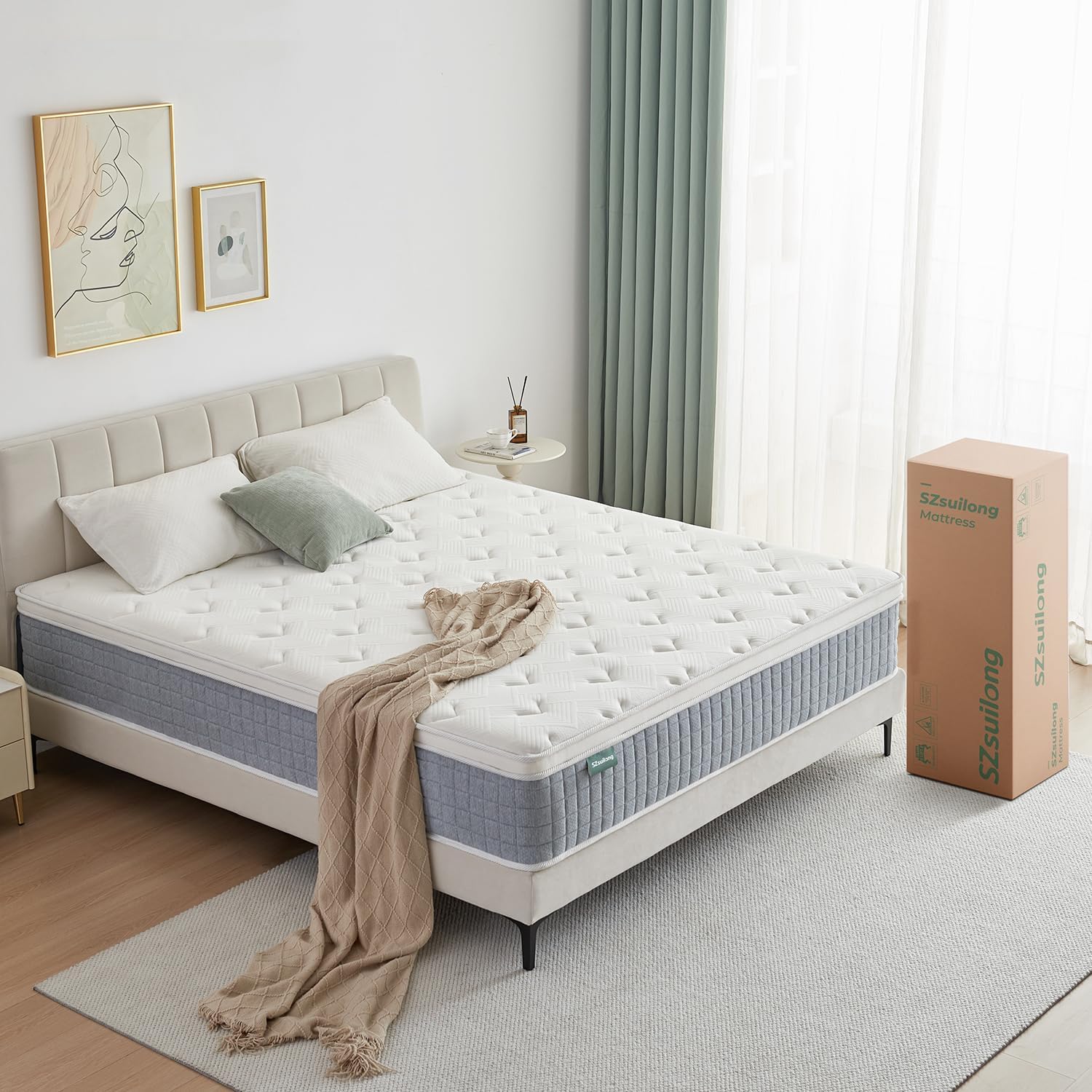 Hybride Matelas 140x190 cm 26cm Épaisseur Matelas de Premium H3 H4 Ferme,7 Zone de Confort Matelas Ressorts Ensachés,Mousse à Mémoire Forme, Soutien Parfait, Certifié Oeko-Tex 140x190x26CM