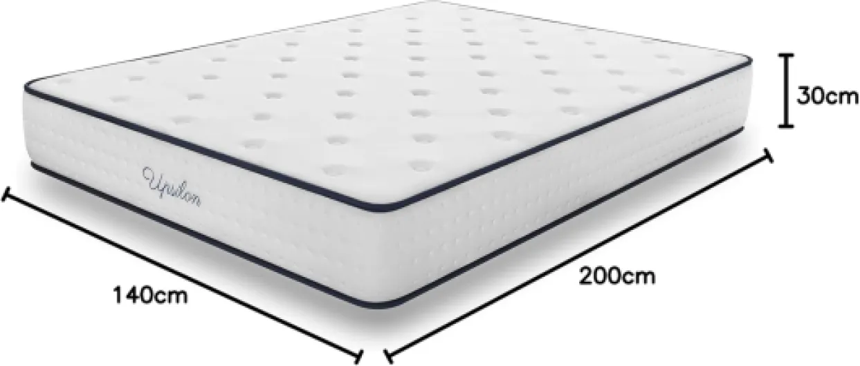 Matelas Upsilon 140x200-30 cm - Accueil Mousse à mémoire de Forme + Blue Latex - Confort Ferme - 7 Zones - Réversible - Hypoallergénique - Durable - Sommeil Isolé - Fabriqué en Europe 30 cm - Mousse 140 x 200 cm