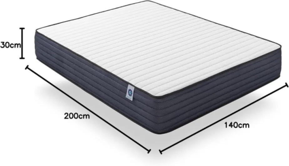 Matelas PerfectSleep 140x200 cm - 30 cm - Soutien Mousse à mémoire de Forme - Accueil Blue Latex - Confort Ferme - Respirant - 7 Zones - Réversible - Haute Densité - Fabriqué en Europe 30 CM 140 x 200 cm