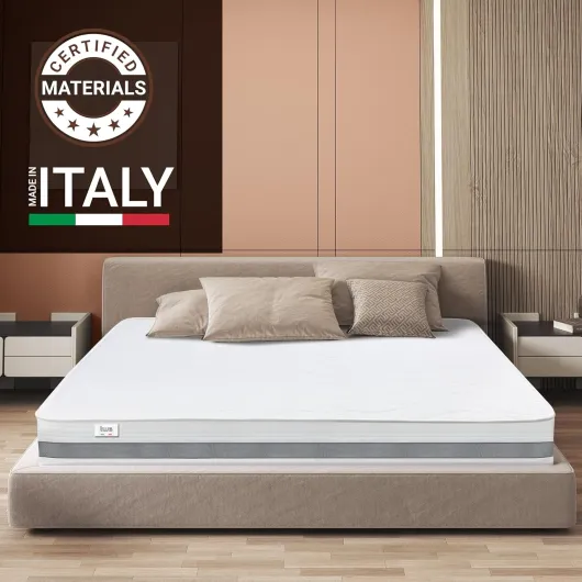 Matelas 140 x 200 Orthopédique Antibactérienne - Hauteur 25 cm - Revêtement 3D Air en Fibre Hypoallergénique et Anti-acariens - 7 Zones Différenciées Thermosensibles à la Forme du Corps