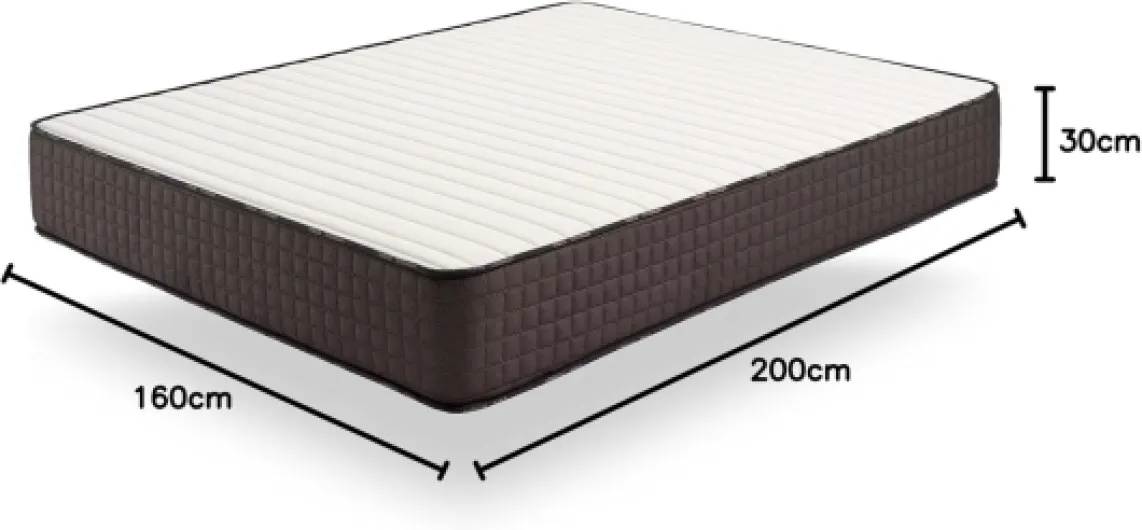 Matelas Titanium 160x200-30 cm - Hybride - Noyau Mousse + Ressorts Ensachés Indépendants - Accueil Blue Latex - Soutien Mi-Ferme - Couchage Indépendant - Réversible - Fabriqué en Europe