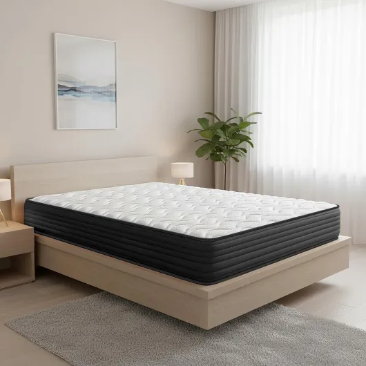 Matelas viscoélastique réversible Pocket Visco (Hiver-Été-Face) Moyenne à Haute fermeté, épaisseur 20 cm, Memory Foam, Blanc/Noir, 180x200 180 x 200 cm Blanc/Noir