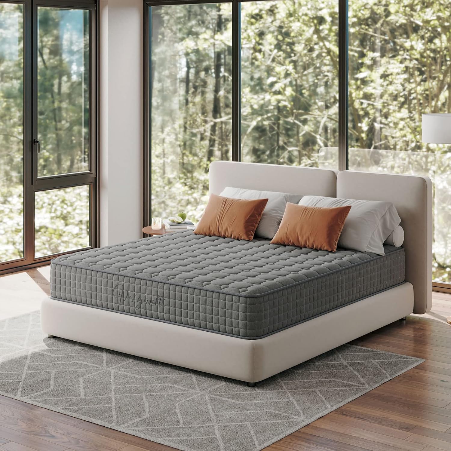 Matelas 140x200cm, 25cm Épaisseur, Matelas à Ressorts ensachés Indépendant, Confort 7 Zones de dureté H3, Soutien Parfait, Respirant, Oeko-tex (Gris, Tight Top) 25cm 140 x 200 cm