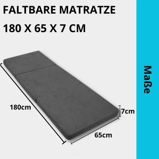 Fortisline Matelas d'appoint Pliant lit d'appoint lit d'invité futon Pouf 180x65x7 cm Couleur Gris 180 x 65 cm Gris
