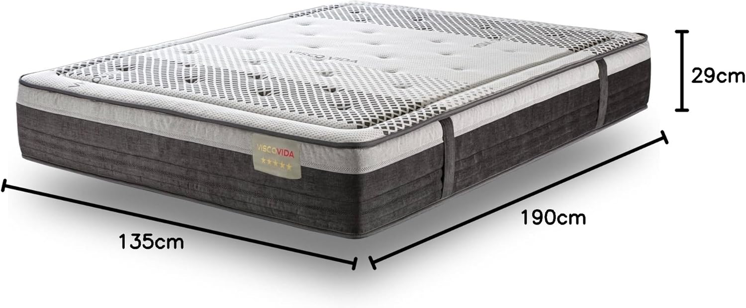 Matelas 80x200 Mémoire de Forme Premium – 27 cm Épaisseur – Matelas Ferme Orthopédique 7 Zones – Soulage Le Mal de Dos – Hypoallergénique Respirant – pour 2 Personnes 200.0 Centimètres 80.0 Centimètres