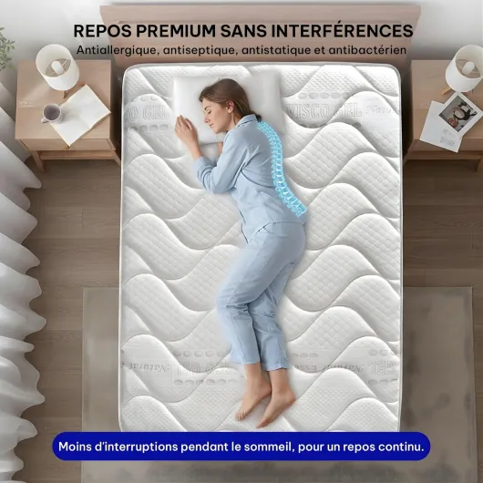 Matelas Viscoélastique 80x200 Orthopédique Épaisseur 30 cm - Grande Fermeté, Système Bio Essence Antifongique, Anti-Acariens, Anti-Allergique, Système AirSupport, Tissu Stretch 3D Haute Adaptabilité Grosor: 30cm 80 x 200 cm