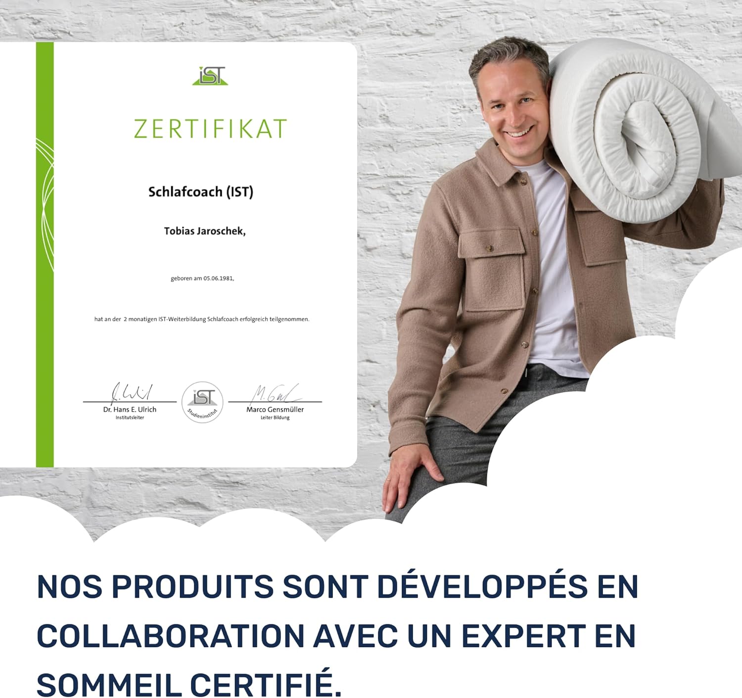 Surmatelas 160 x 200 cm, Mémoire de Forme, 5 cm épaisseur, «Edition Pure, Model M », pour Matelas, canapé ou lit de Camp, sur-Matelas pour Adulte, Memory Foam Mattress Topper 160x200 5 cm épaisseur - 80 à 100 kg