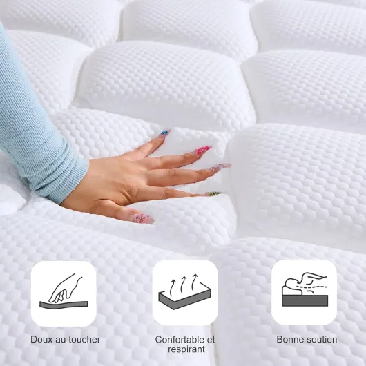 Matelas 90x190x22 cm Matelas Hybride en Mousse à mémoire de Forme à Ressorts ensachés,Durable et Doux pour la Peau, Durable et Respirant (90x190x22) 90x190x22 22CM