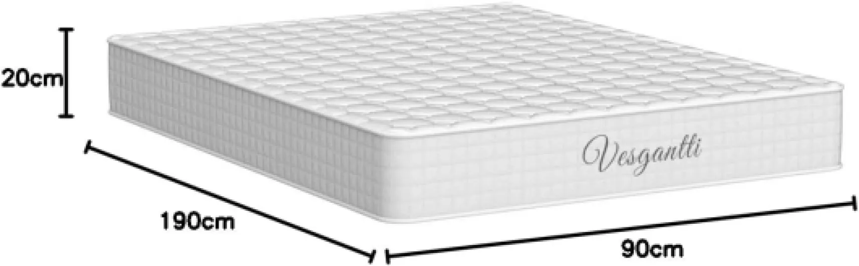 Matelas 90x190cm, 20cm Épaisseur, Matelas à Ressorts ensachés Indépendant, Confort 7 Zones de dureté H3, Soutien Parfait, Respirant, Oeko-tex (Blanc, Tight Top) 20cm 90*190