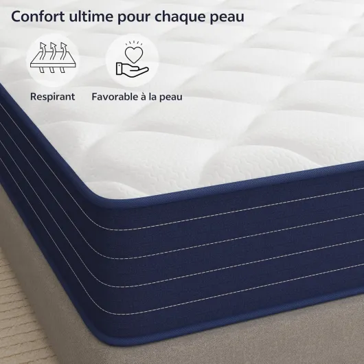 PurrJoys Matelas Simple 3FT 90x190x25cm – Mousse à Mémoire de Forme Gel 10 Pouces – Matelas Orthopédique à 7 Zones – Hybride à Ressorts Ensachés – Fermeté Moyenne – Isolation des Mouvements 25cm 25cm Simple