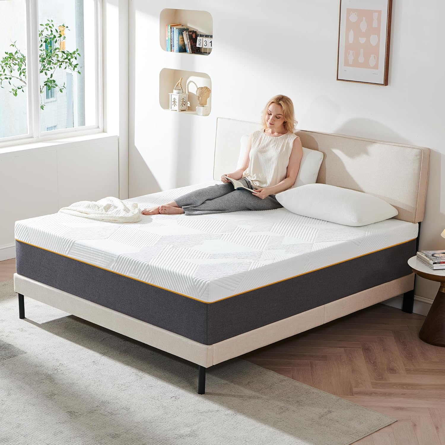 Matelas 90 x 200 cm, dureté H3, hauteur 20 cm, matelas en mousse froide avec housse lavable, tissu avec surface douce, matelas en mousse confortable pour jeunes (90 x 200 cm), dureté moyenne 90 x 200 cm 20.0 Centimètres