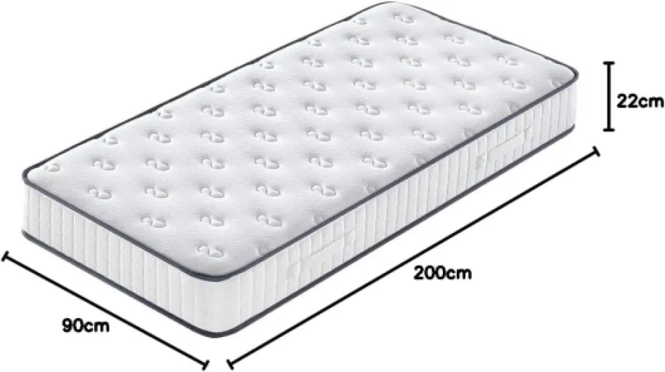 Matelas 90x200,en Mousse 22 cm et Mousse A Mémoire Matelas,Parfait Soutien Haute Resilience Ultra Respirante,Réversible à Deux Faces entièrement utilisables Épaisseur 22 Cm 90×200cm