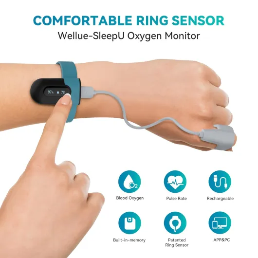 Oxymètre de Poignet Viatom, Mesure Précise de la Saturation en Oxygène (SpO2) et Fréquence Cardiaque, Surveillance Nocturne avec Bluetooth, Compatible Smartphone (iOS/Android) et PC