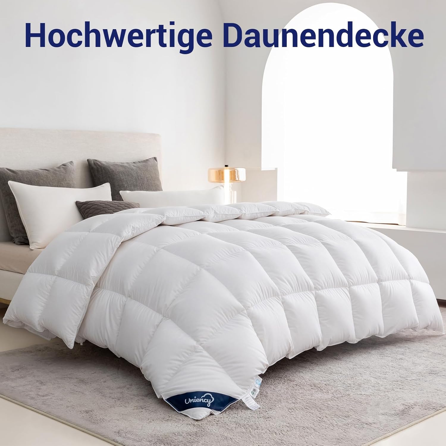 Couette 220x240 Hiver Tres Chaude 100% Coton Couette 2 Personne en Duvet et Plume Édredon 240x220 Couverture Naturelle et Confortable-Blanc-Poids de Remplissage : 3100 g 220x240 cm Couverture D'hiver