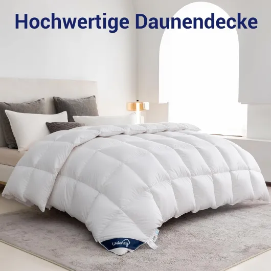 Couette 220x240 Hiver Tres Chaude 100% Coton Couette 2 Personne en Duvet et Plume Édredon 240x220 Couverture Naturelle et Confortable-Blanc-Poids de Remplissage : 3100 g 220x240 cm Couverture D'hiver