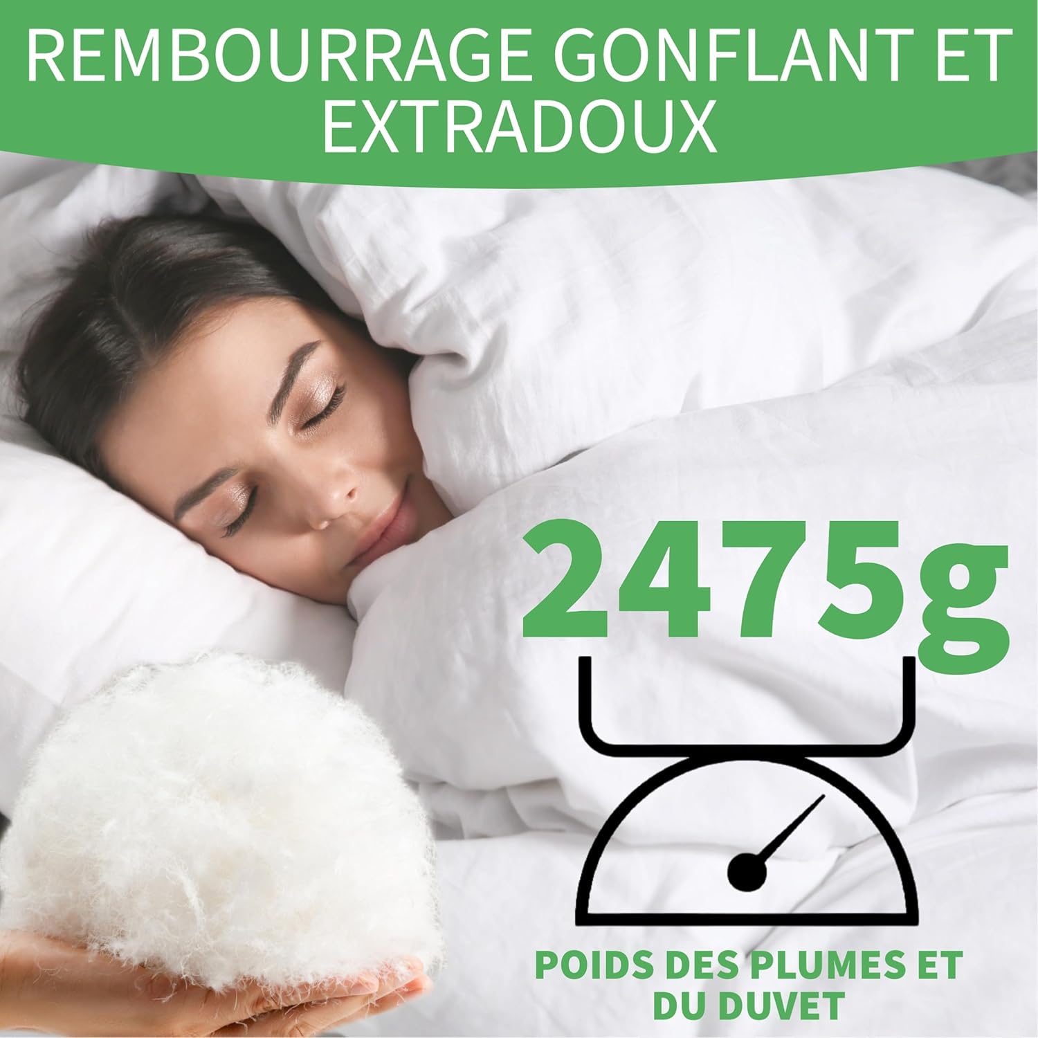 Welldora Couette 2 Personne Grand Confort 250x220 - 100% Plumes et Duvet Extradoux - Vérifiée par des Médecins, Oeko-Tex, Anti-Allergies, Certifiée RDS pour Le Bien-Être Animal - Couette Toute Saison Couette Toute Saison 250x220cm