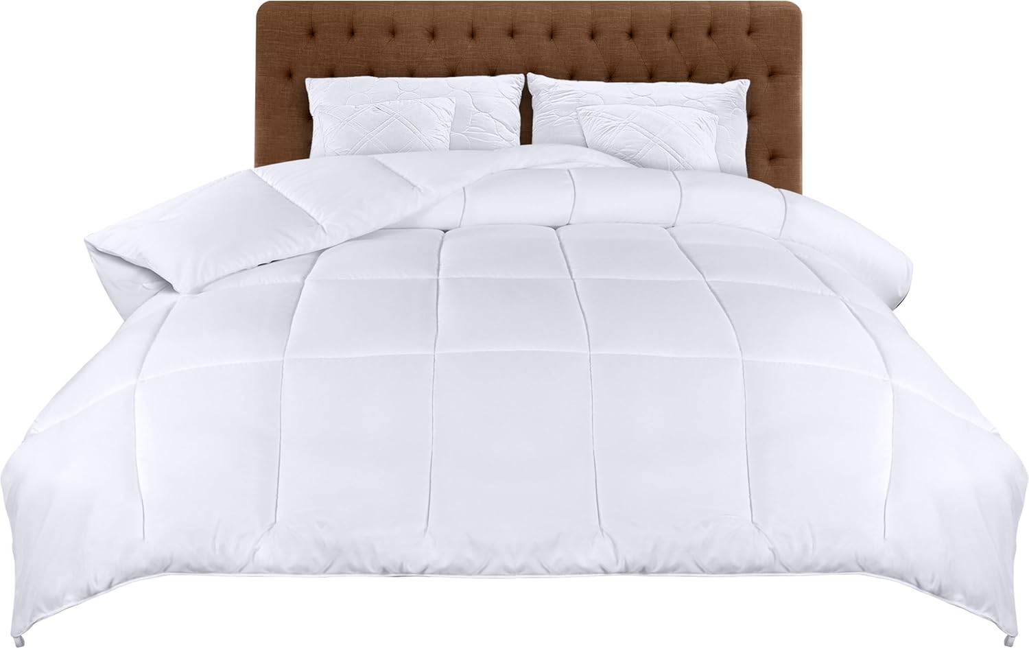 Couette 220 x 240 cm, Couette légère avec Rembourrage en Polyester pour 4 Saisons, Microfibre 2 Personnes (Blanc) Blanc 220x240 cm