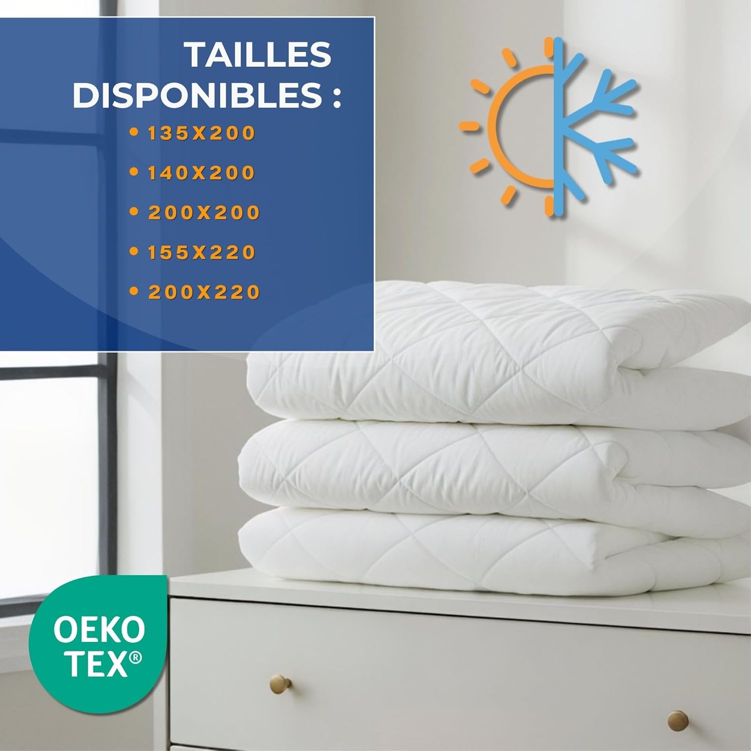 Couette 200x140 cm - edredon Toutes Saisons 1 ou 2 Personne et couettes pour lit sans Housse Blanche en Microfibre 140 x 200 cm Oeko-Tex Couette toute l'année 140x200 cm