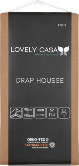 Drap Housse -Taille 90x190 cm Grand Bonnet 30 cm -100% Coton certifié Oeko-Tex - Couleur Curry -Modèle Eden - Linge de Lit pour Maison - Doux et Confortable pour Nid Douillet Curry 90x190