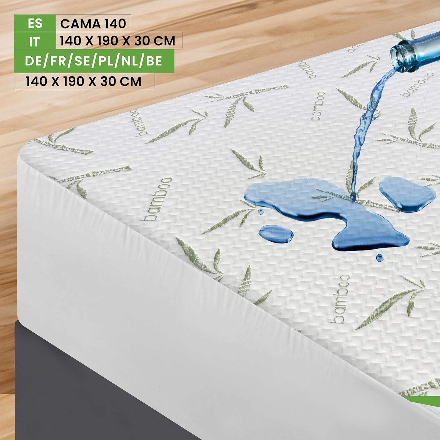 Protège Matelas 140 x 190 x 30 cm Imperméable, Viscose de Premium Alèse Drap Housse, Certifié Oeko-Tex, Matelas Couvre, Respirant, Élastique Tout Autou