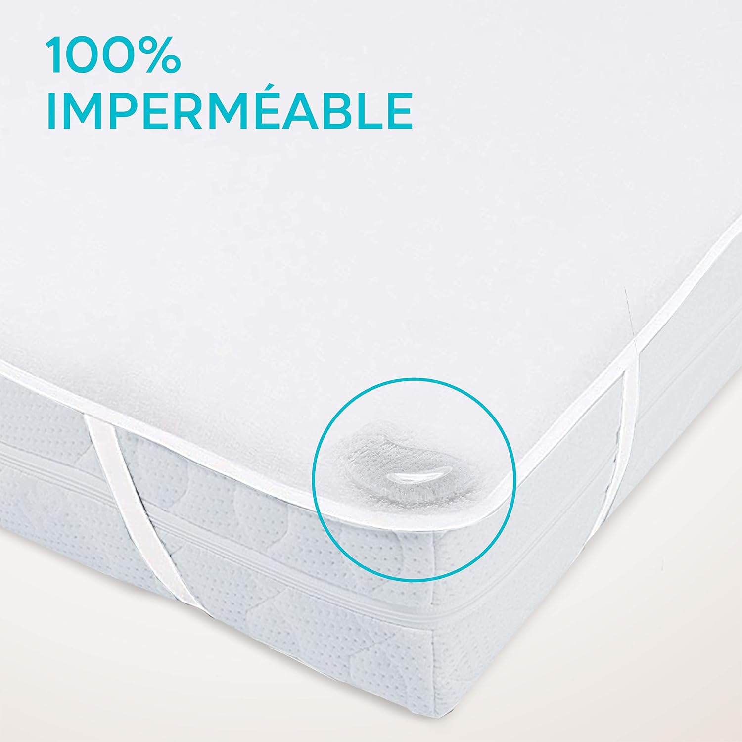 Protege Matelas 140x190 Imperméable Certifié Oeko TEX - Alese 140x190 cm en Coton Respirant avec 4 Coins Elastiques 140 x 190 cm