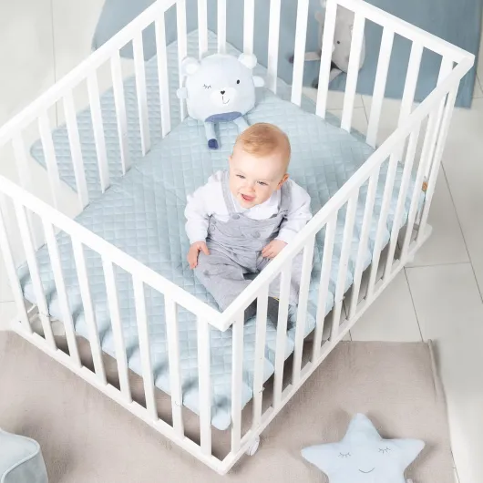 Matelas pour Parc Bébé Rectangulaire 75 x 100 cm - Noyau en Mousse PU Respirante - Housse Matelassée et Amovible avec Fermeture Éclair - Blanc Rectangular 100x75 cm