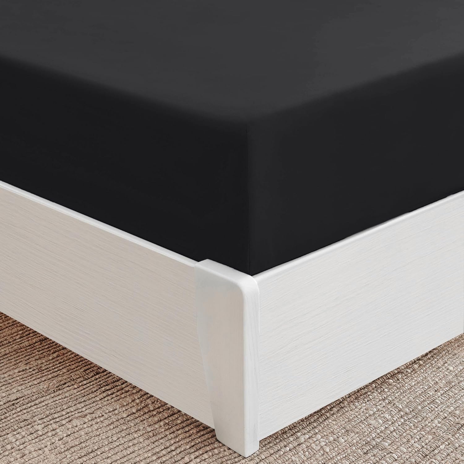 Drap Housse 180x200 Bonnet 40 Cm - Doux, Résistant, Anti-Plis, Élastique Tout Autour - Drap Housses en Microfibre - Lot De 1 Drap De Lit - (180x200 cm, Noir) 180x200x40cm 1990 Noir