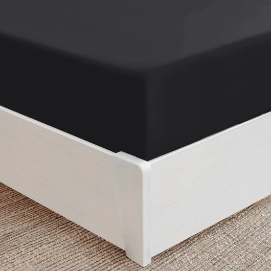 Drap Housse 180x200 Bonnet 40 Cm - Doux, Résistant, Anti-Plis, Élastique Tout Autour - Drap Housses en Microfibre - Lot De 1 Drap De Lit - (180x200 cm, Noir) 180x200x40cm 1990 Noir