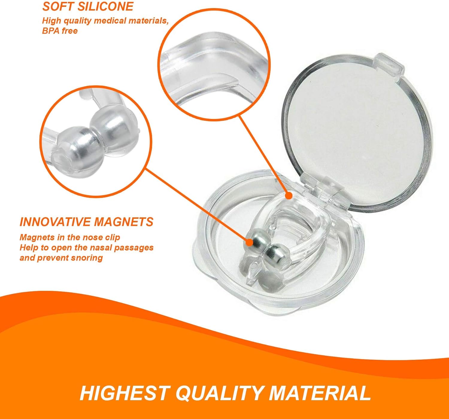 Paquet de 12 Clips magnétiques Anti-ronflement - Clips nasaux en Silicone, Solution réutilisable Contre Le ronflement pour Les ronfleurs nasaux - Profitez d'une Nuit de Sommeil paisible 12 Unité (Lot de 1)