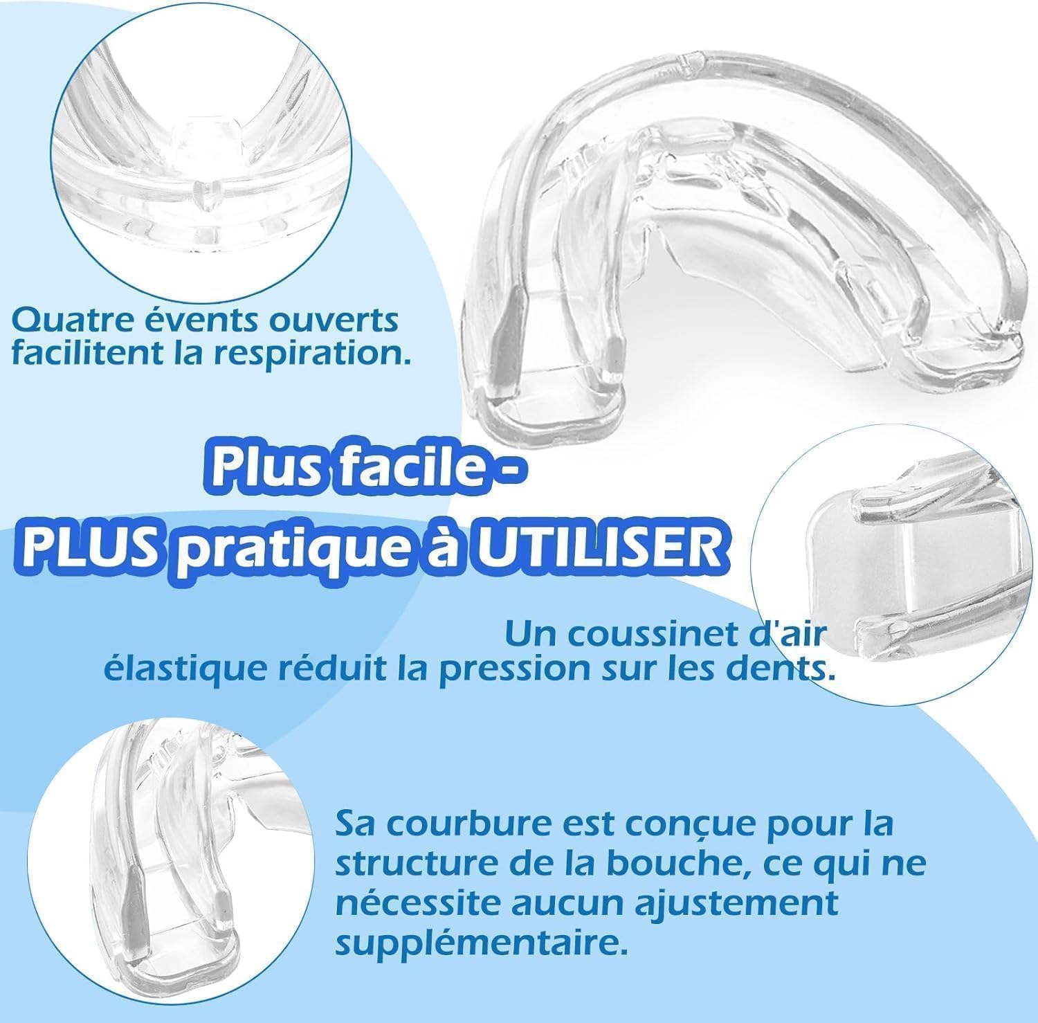 Anti Ronflement Orthese Efficace Puissant,Plus Doux Dispositifs Anti-Ronflement,Prêt à l'emploi Confortable et Réducteur de Ronflement,Orthèse Adapté Hommes et Femmes pour le Ronflent-Transparent