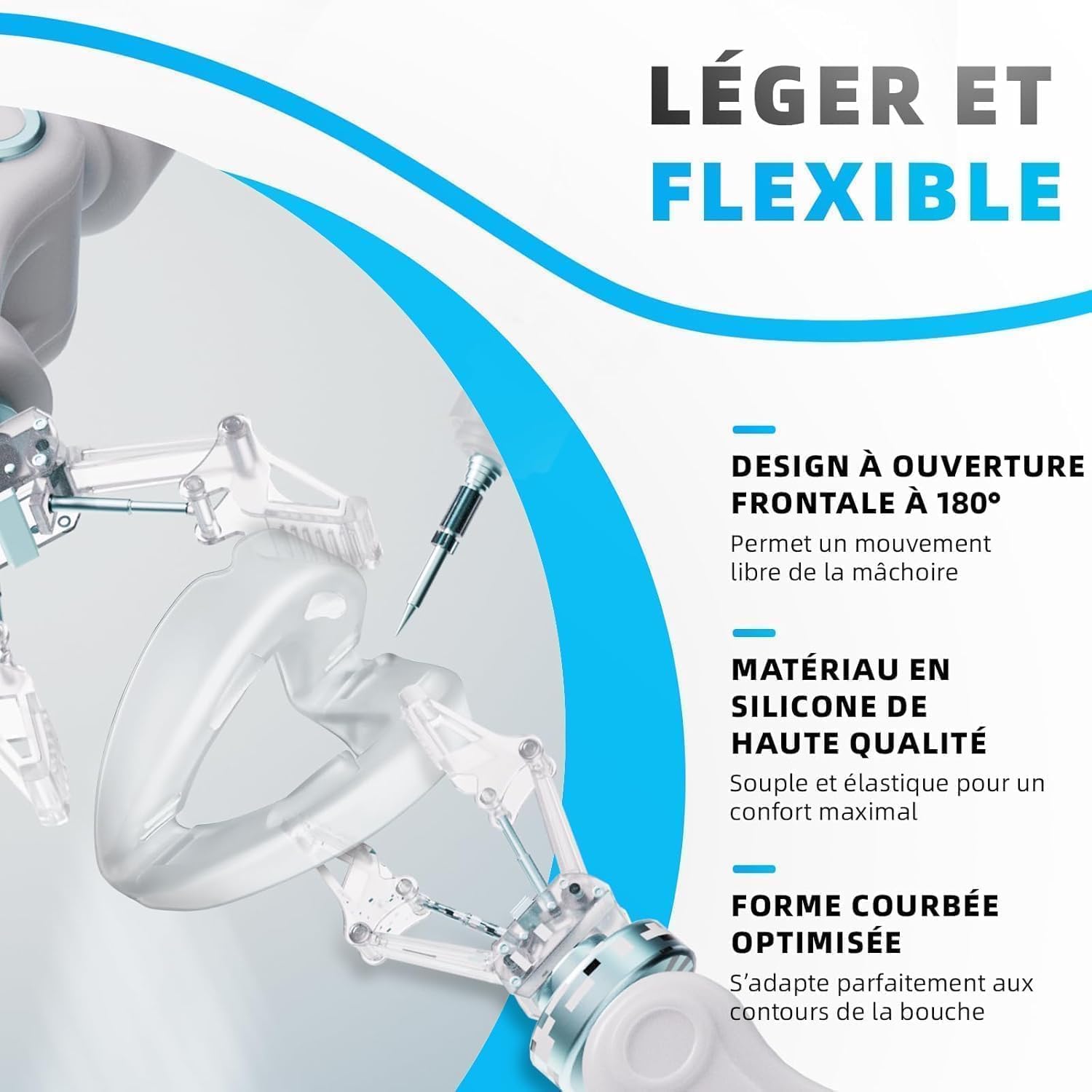 Gouttiere Anti Ronflement - Sofort Einsatzbereit - Anti Ronflement Efficace Puissant - Ouverture frontale à 180° - Adapté Aux Hommes et Aux Femmes Réduire le ronflement - Blanc translucide