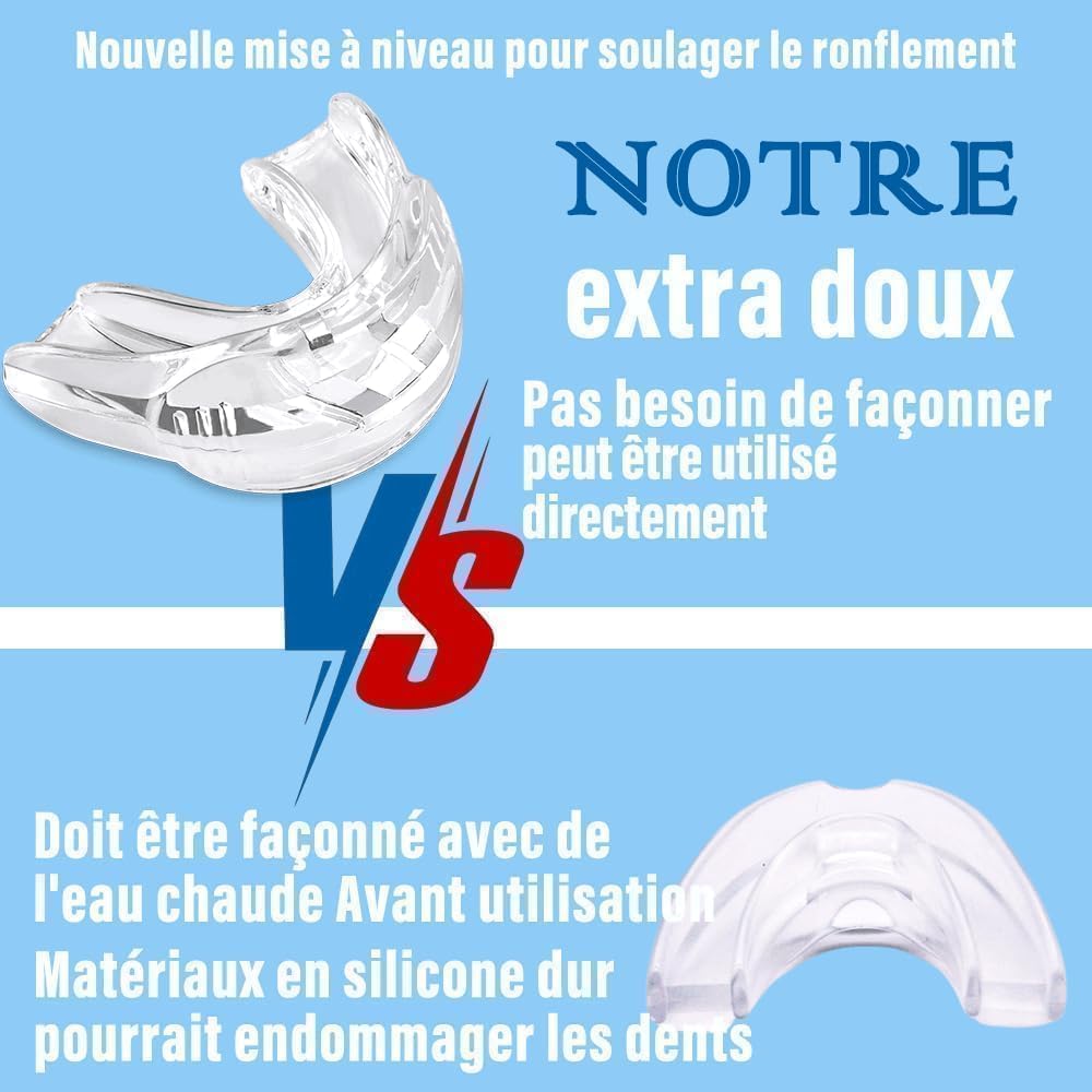 Orthèse Anti Ronflement,2 pièces Doux Solution Anti Ronflemen Efficace Puissant,Confortable Dispositifs Anti-Ronflement,Arrêter de ronfler Adapté Hommes et Femmes pour le Nuit Calme,Prêt à l'emploi Transparente