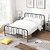 Cadre de Lit 140 x 190 avec Sommier en Métal 32 cm, Lit Double pour Adulte, Support de Lattes en Acier avec Rangement sous Le Lit, Facile à Monter, Noir 140x190cm Modèle 2丨noir