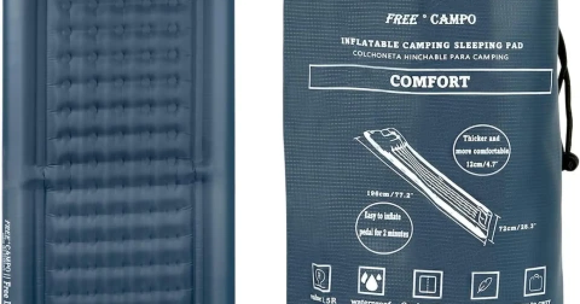 FREE CAMPO Matelas Auto-gonflant 12 Cm D'épaisseur – Camping 4 Saisons Avec Oreiller, Léger Et Imperméable Pour Randonnée Et Bivouac
